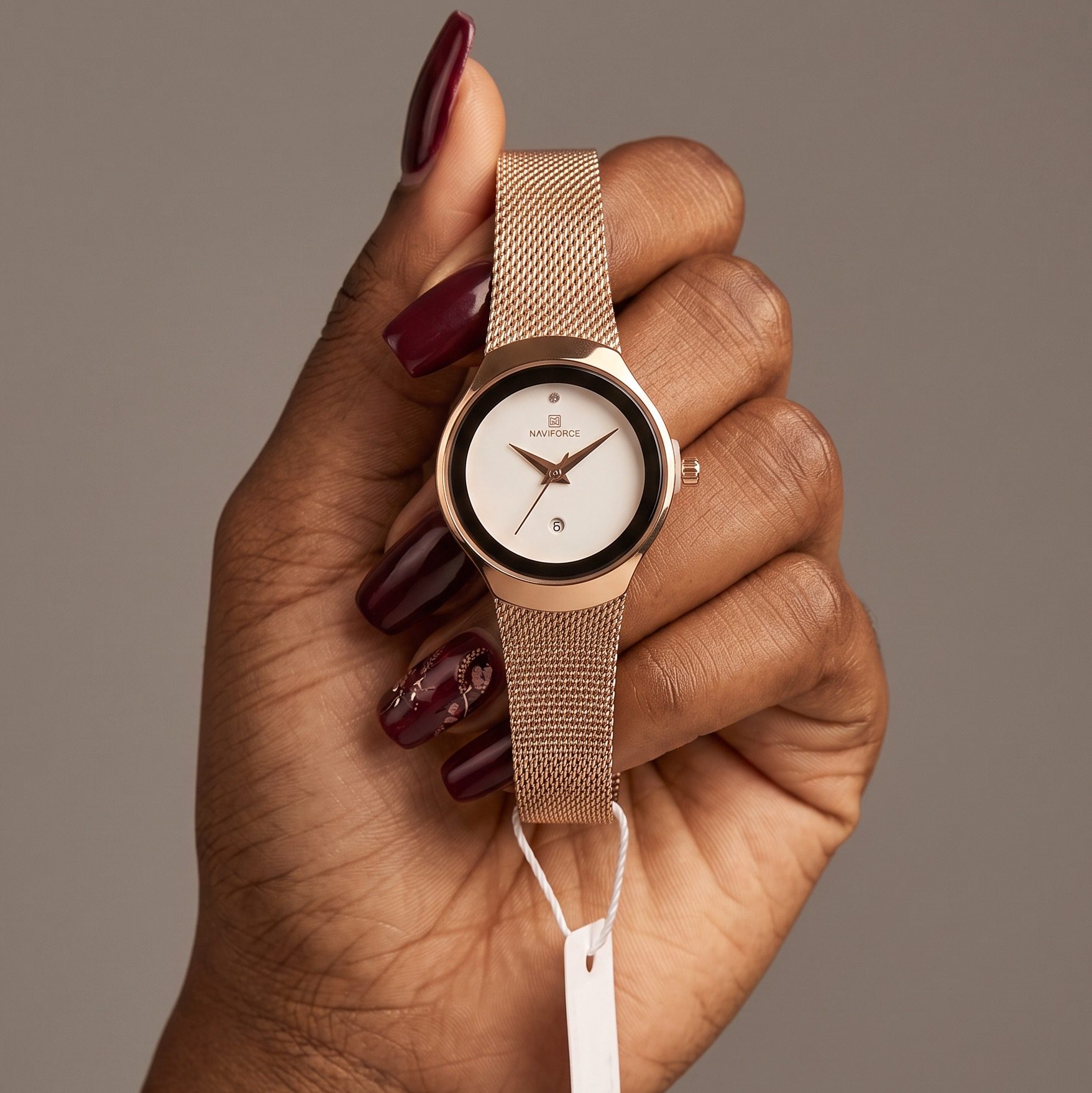 Naviforce Rose Gold Mesh Watch view 1