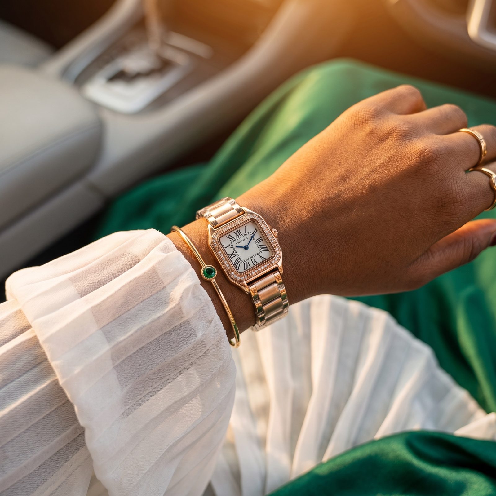 Cartier Santos-Dumont Rose Gold with Stone-Set Bezel view 2