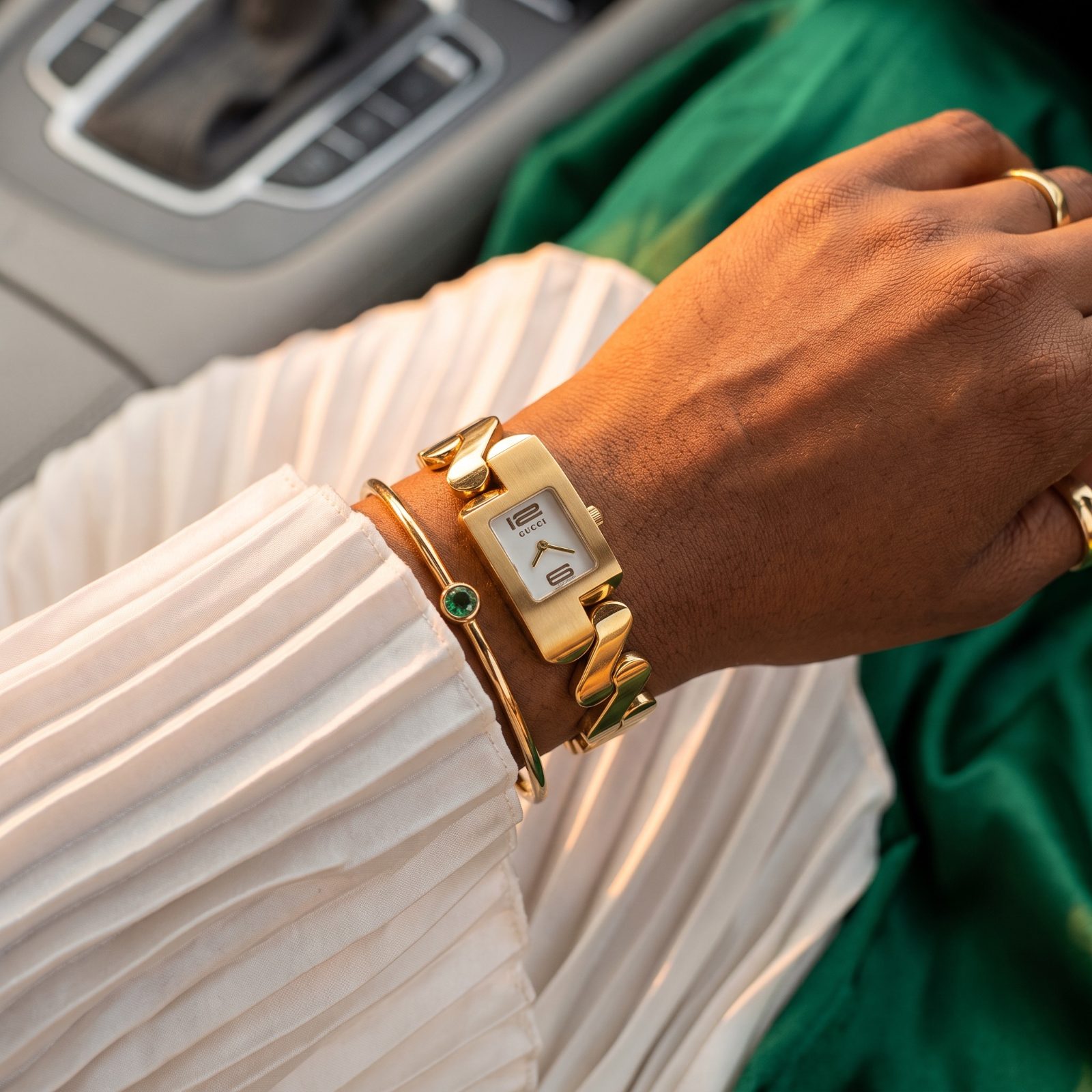 Gucci Gold-Tone Rectangular Bracelet Watch view 2