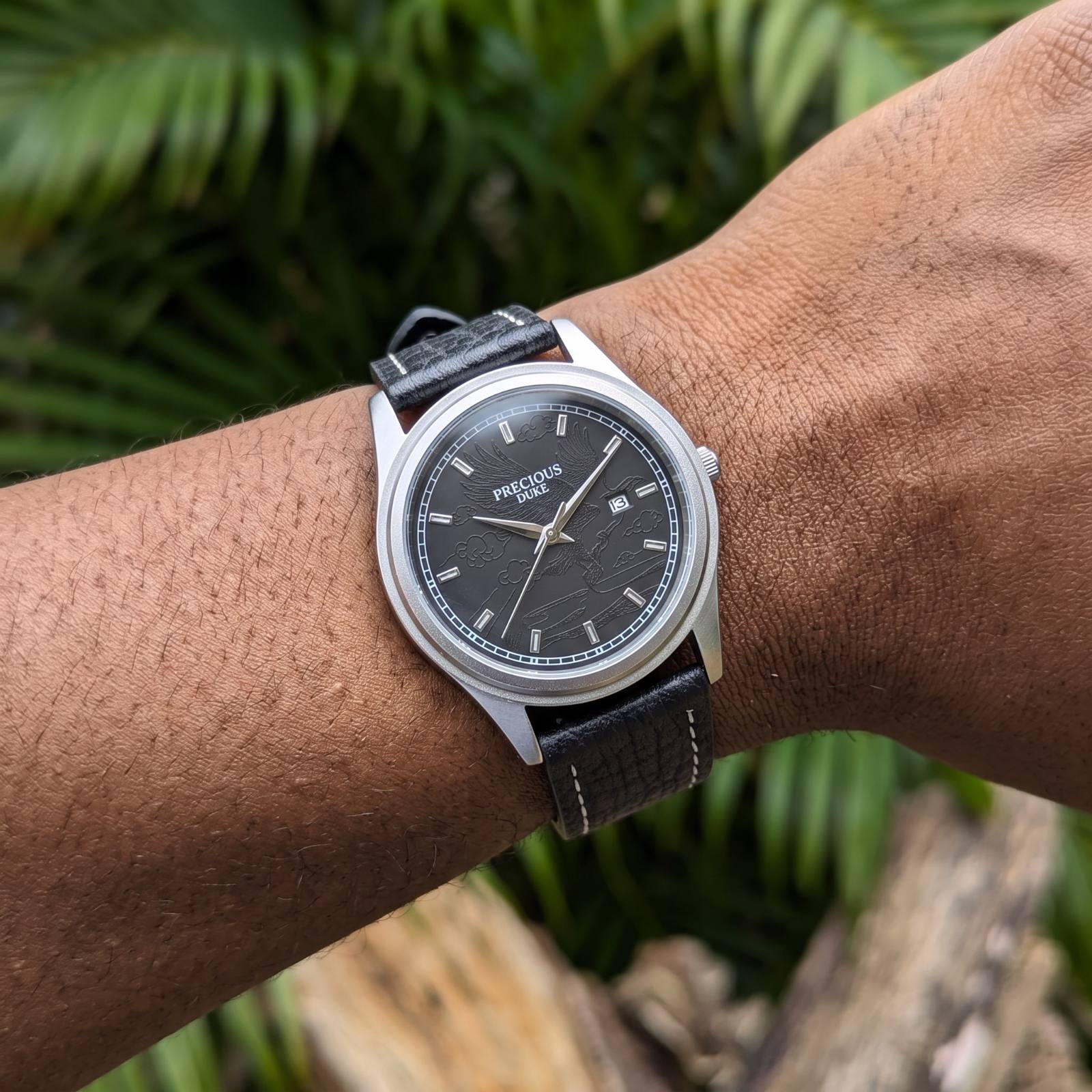 Precious Duke Black Embossed Dial Watch view 2