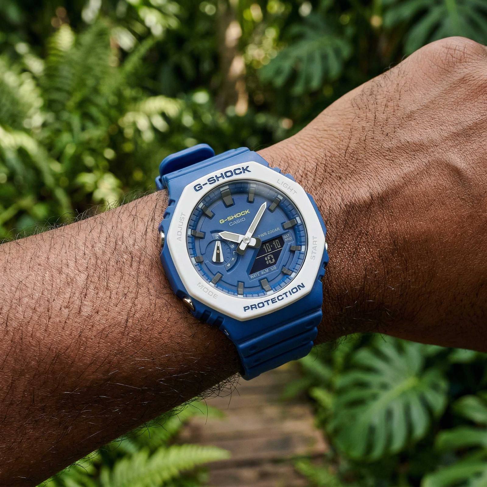 Casio G-Shock GA-2100 Blue and White view 2