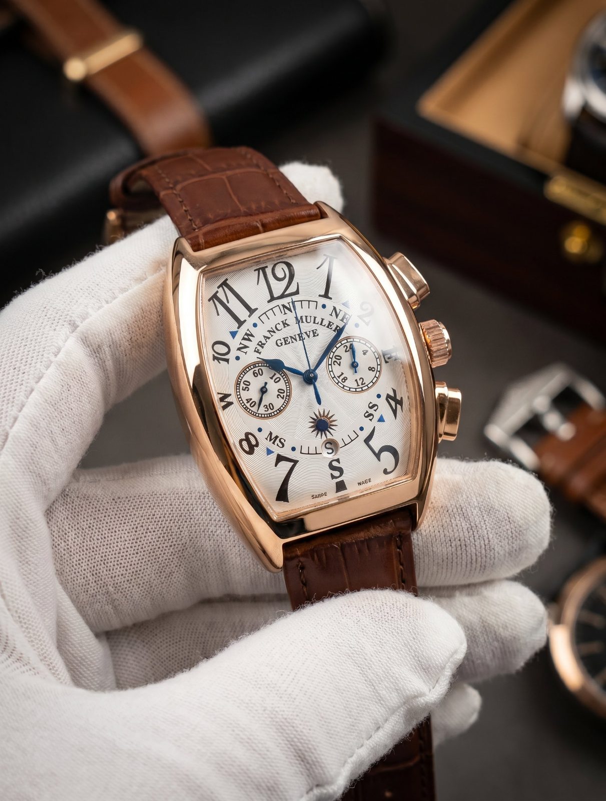 Franck Muller Geneve Tonneau Chronograph Rose Gold view 1