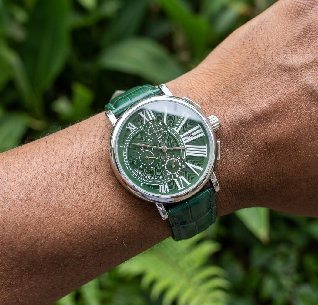 Cartier Chronograph Green Dial Watch view 2