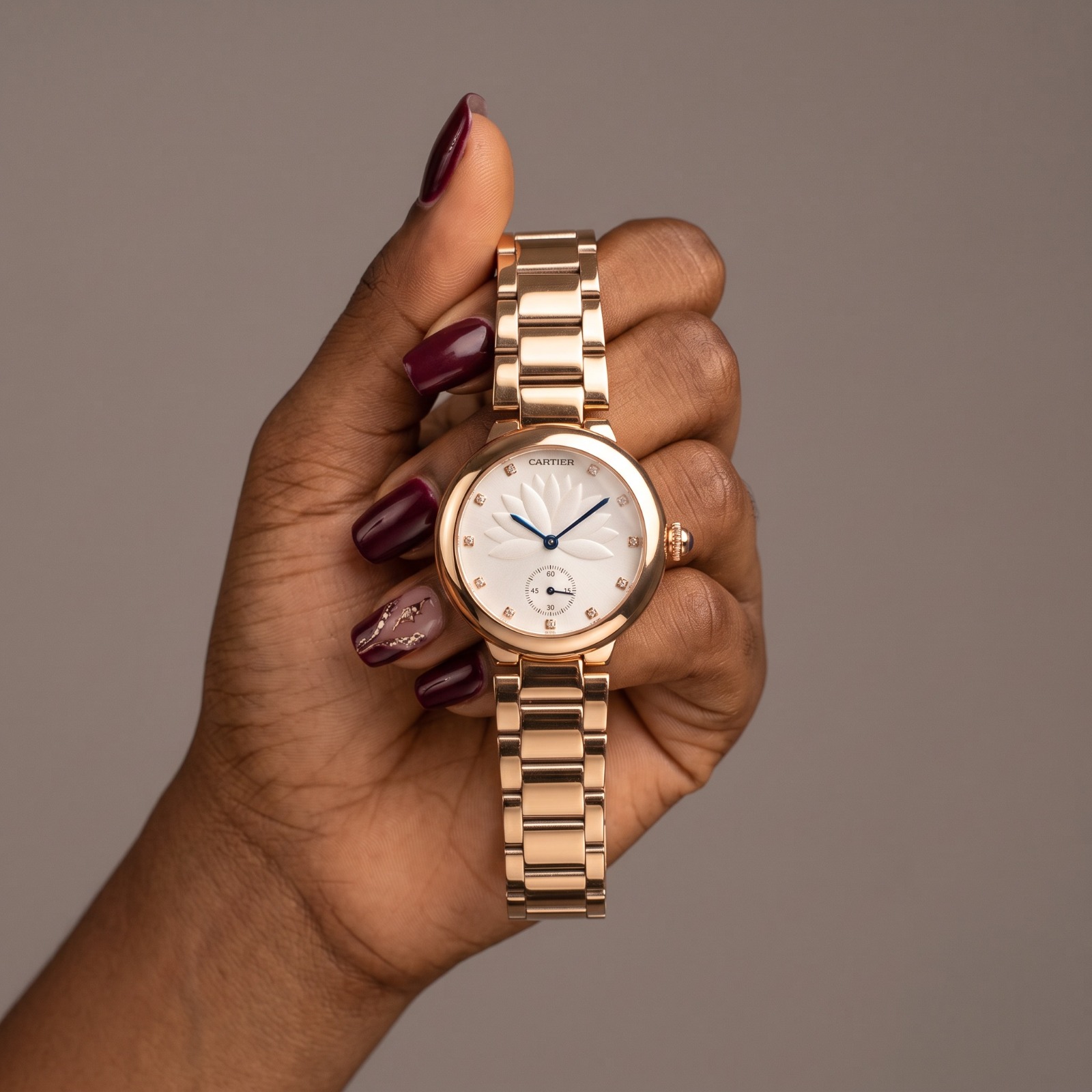 Cartier Rose Gold Lotus Dial Watch view 1