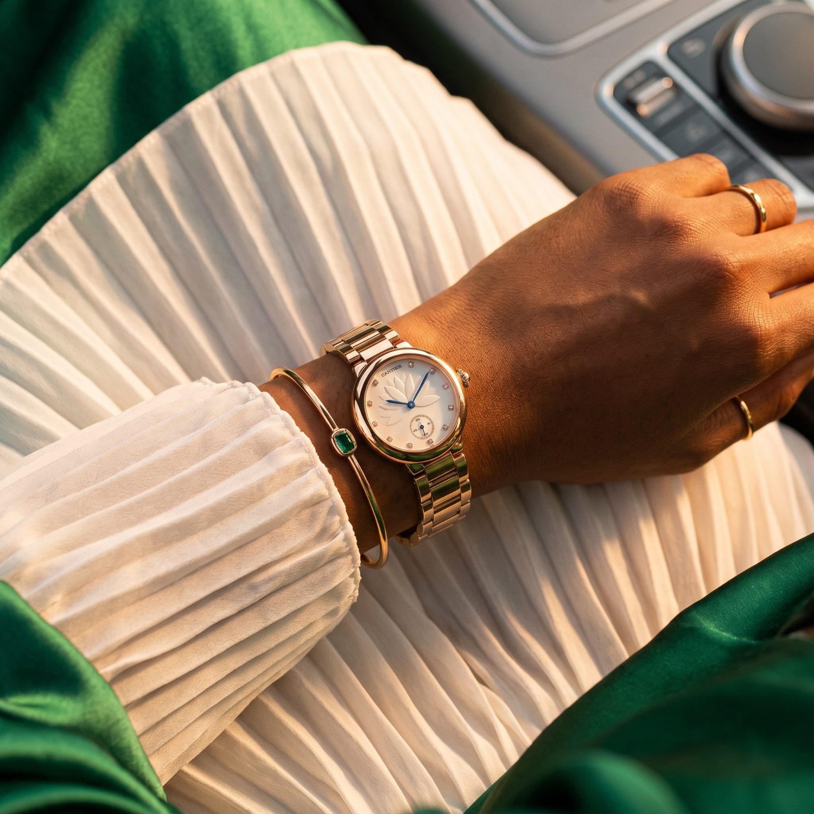 Cartier Rose Gold Lotus Dial Watch view 2