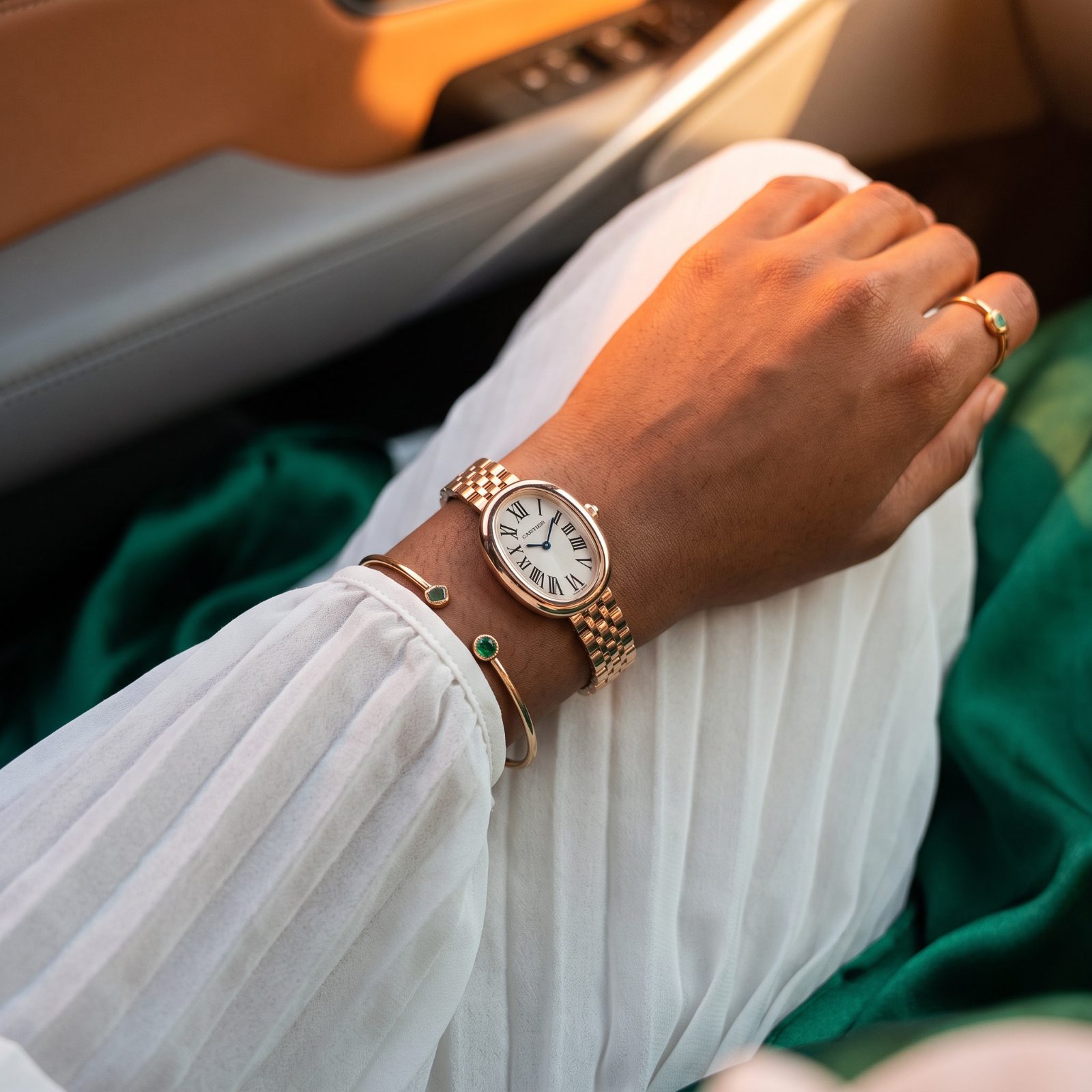 Cartier Oval Baignoire Gold-Tone Bracelet Watch view 2