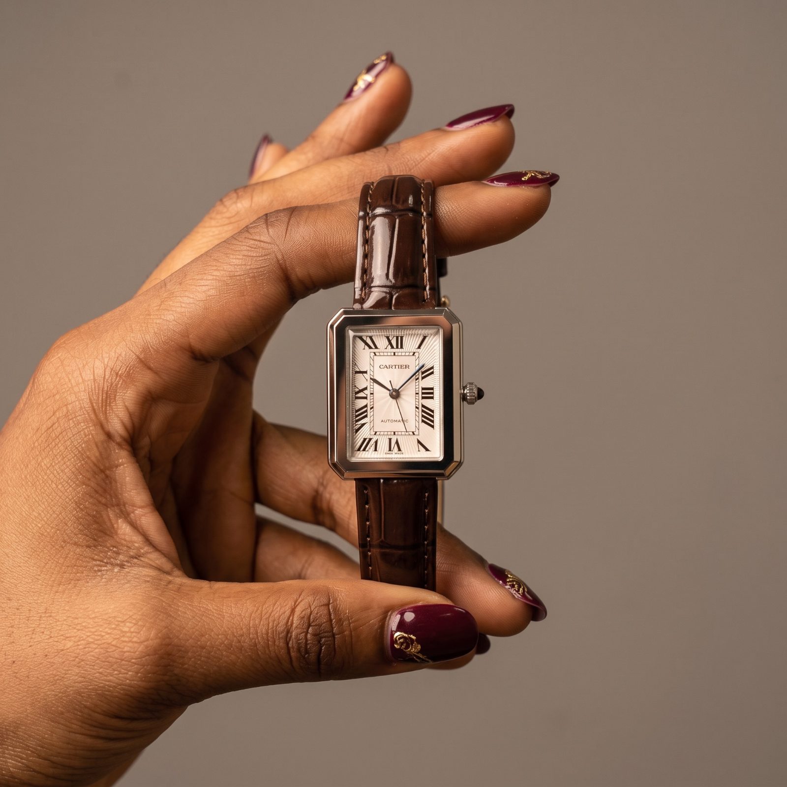 Cartier Rectangle Sliver-Tone Watch (copy) view 1