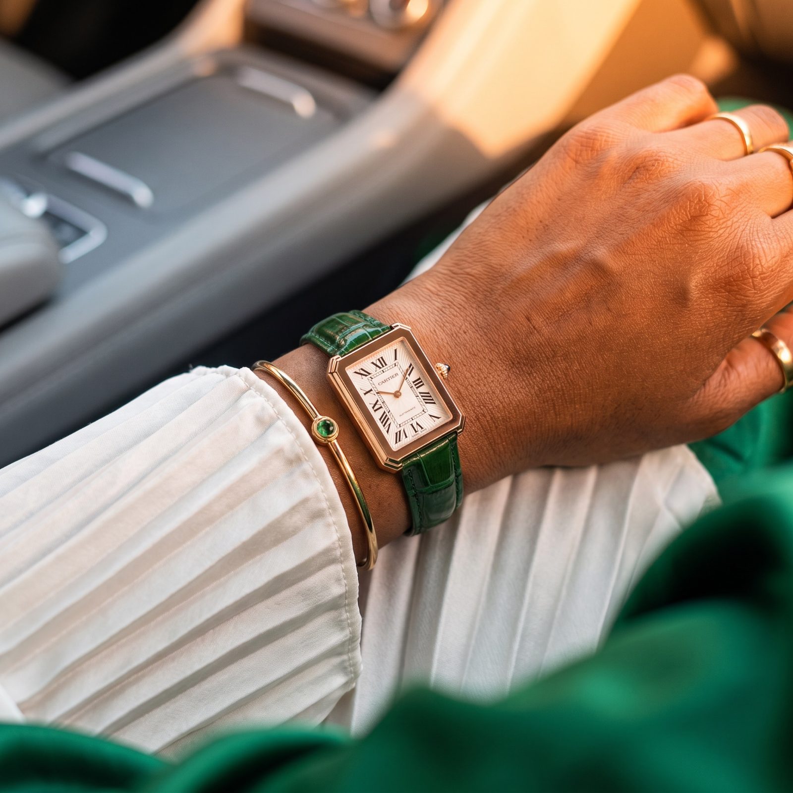 Cartier Rectangle rose gold-Tone Watch view 2