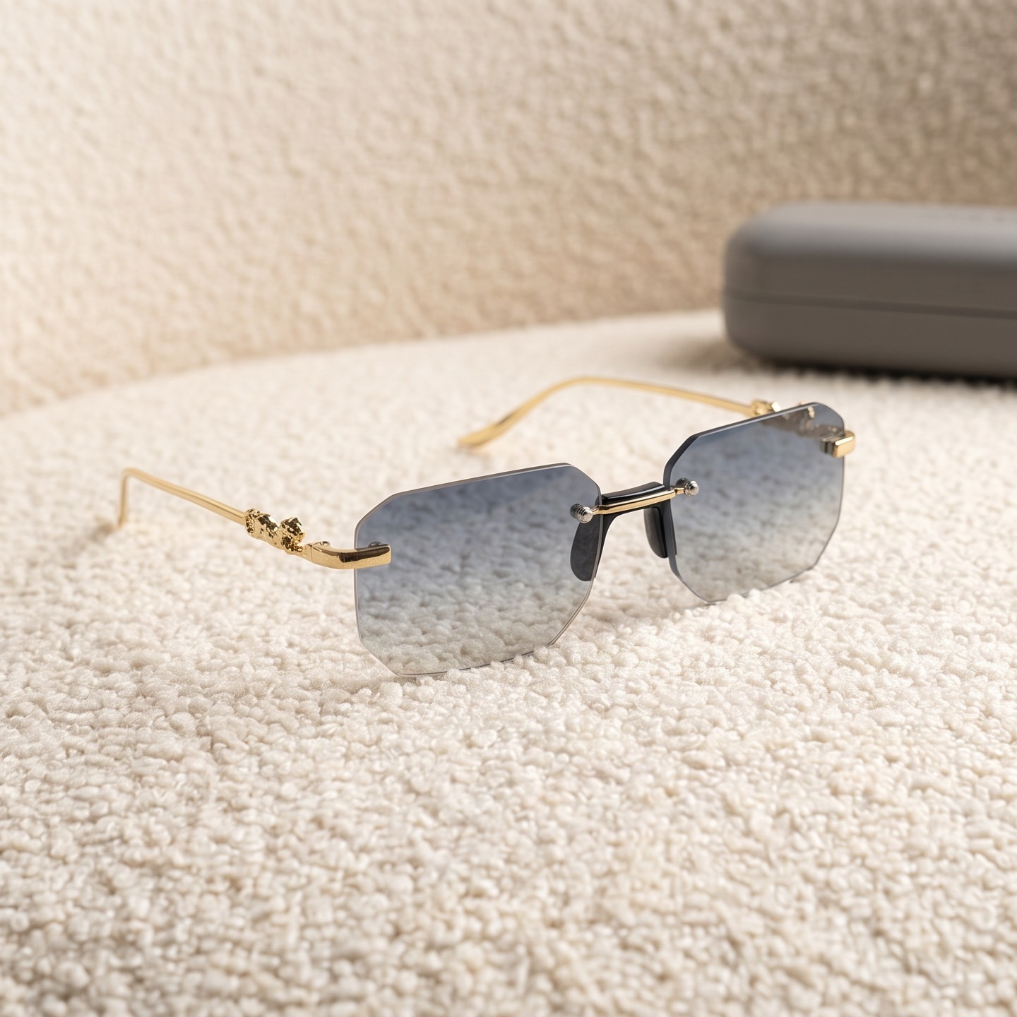 CARTIER Rimless Rectangle Sunglasses view 1