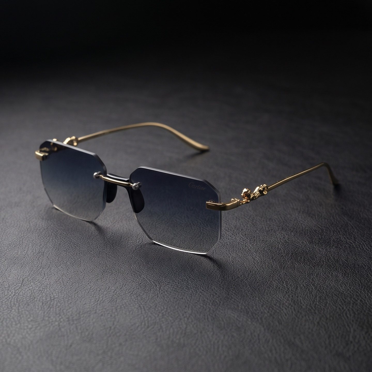 CARTIER Rimless Rectangle Sunglasses view 2