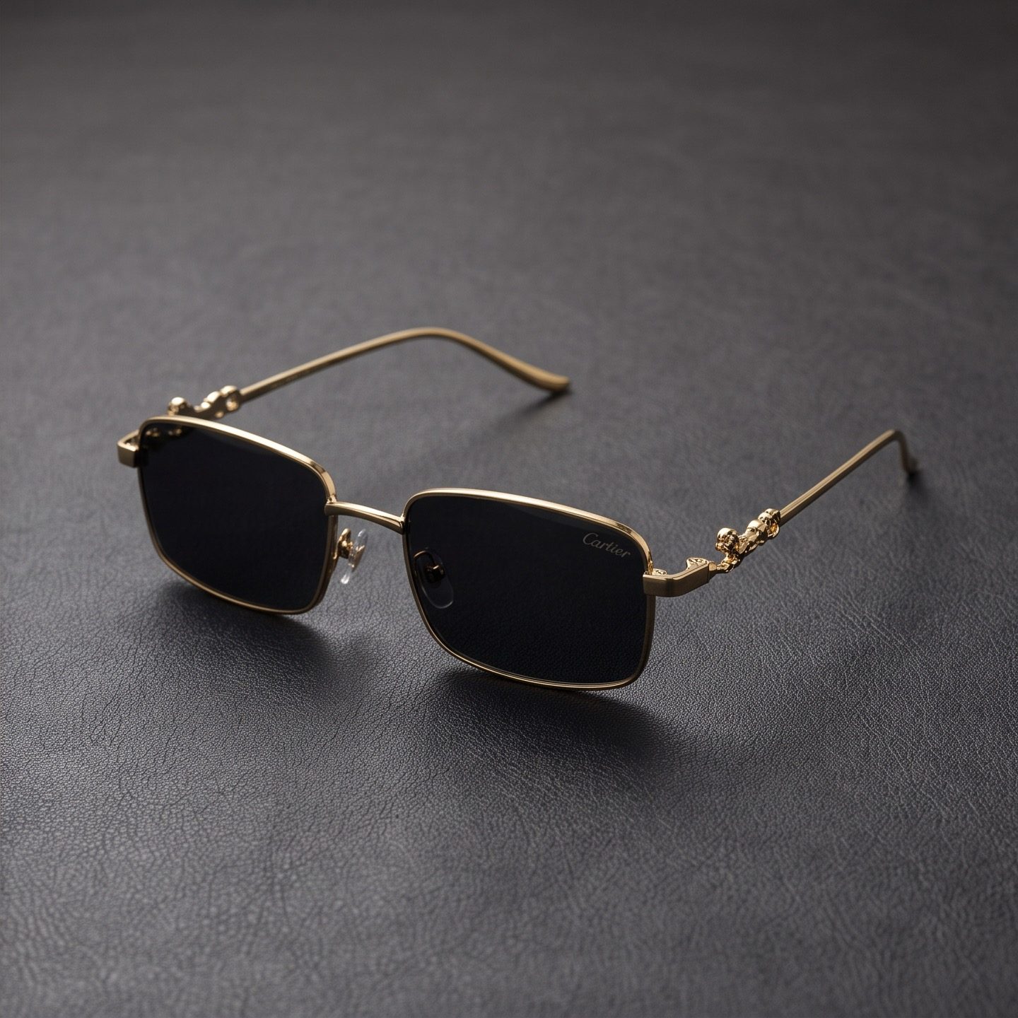 Cartier Panthère Rectangular Metal Sunglasses view 2