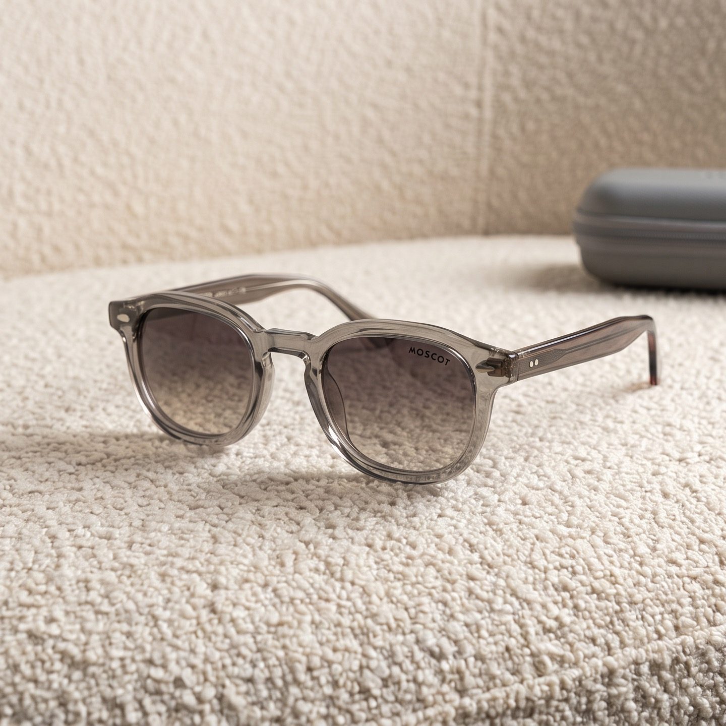 Moscot Round Transparent Grey Acetate Sunglasses view 1