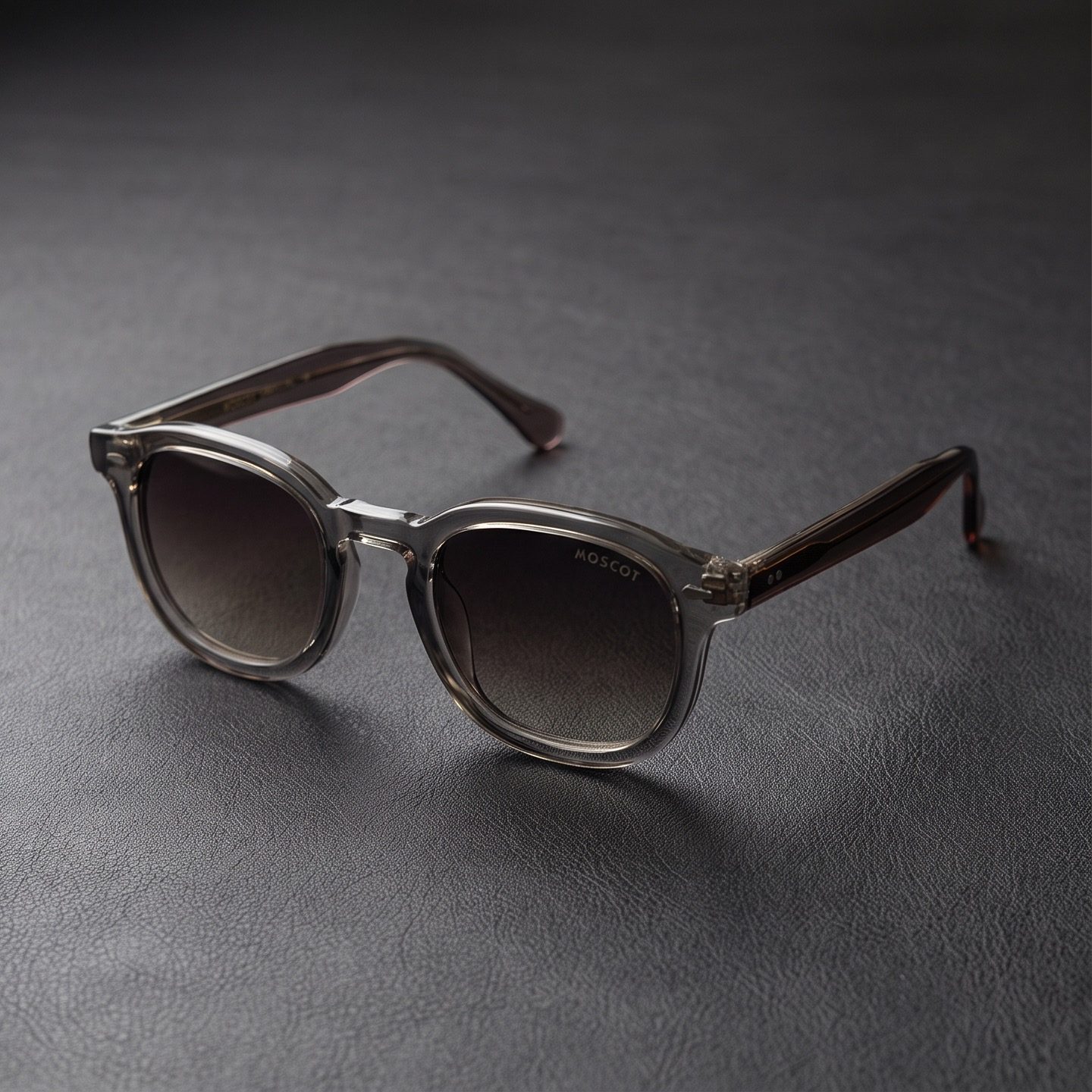 Moscot Round Transparent Grey Acetate Sunglasses view 2