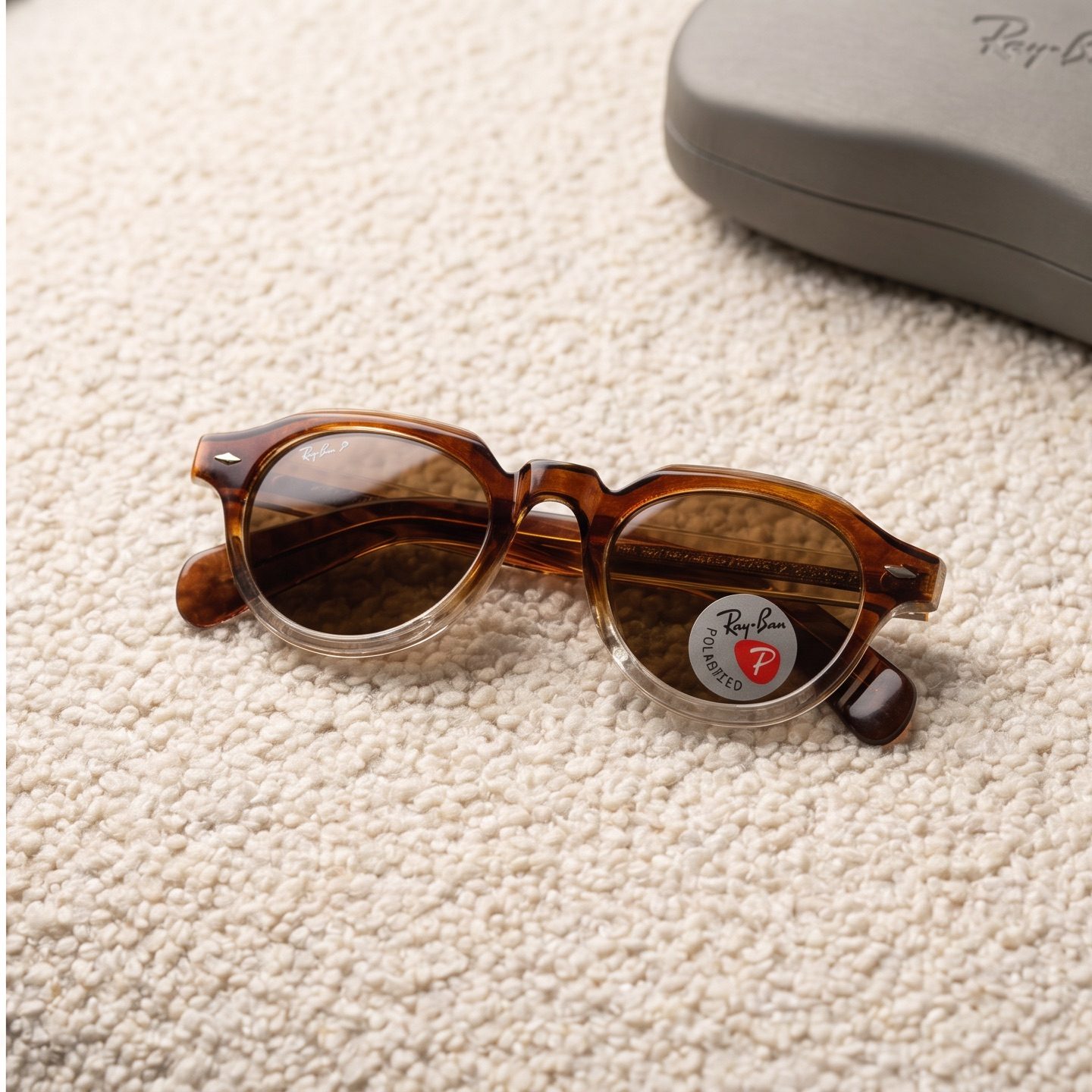 Ray-Ban Polarized Round Acetate Sunglasses view 1