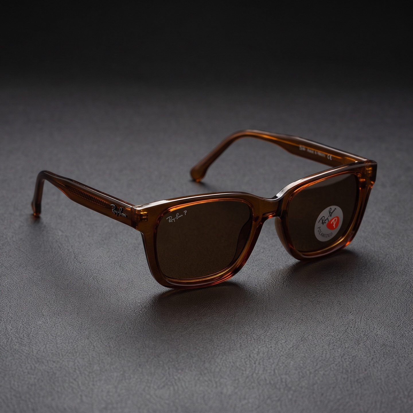 Ray-Ban Polarized Square Sunglasses – Transparent Brown view 2
