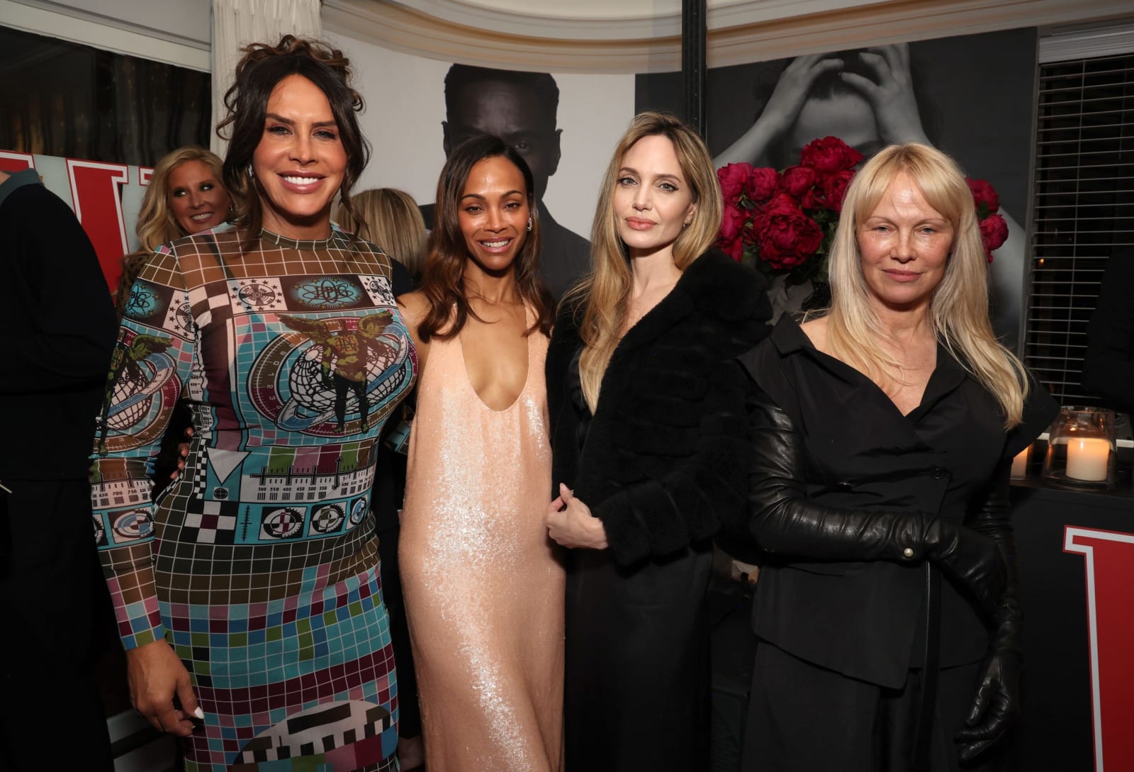 Karla Sofía Gascón, Zoe Saldana, Angelina Jolie and Pamela Anderson