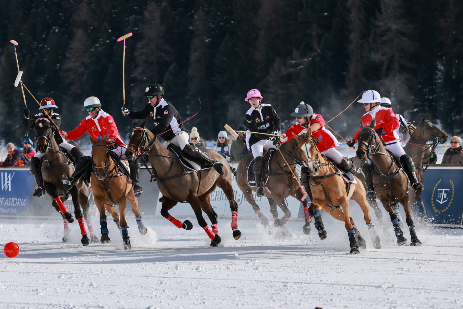 Dynamic action on the snow-covered grounds of St. Moritz as Mackage