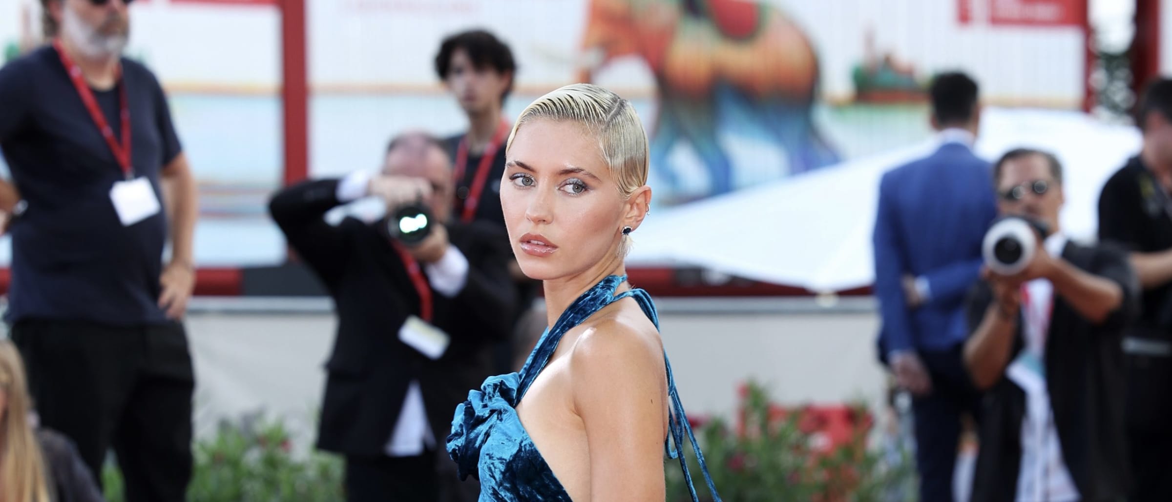 Iris Law Stuns in Burberry Velvet at Venice Film Festival