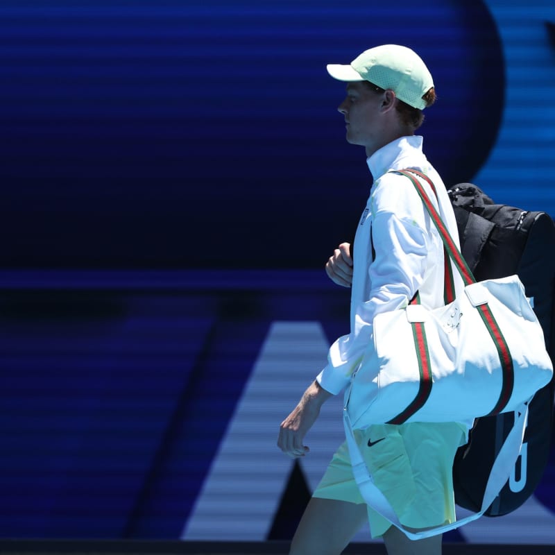 Defending Champion Jannik Sinner Showcases Gucci X HEAD Duffle at Australian Open