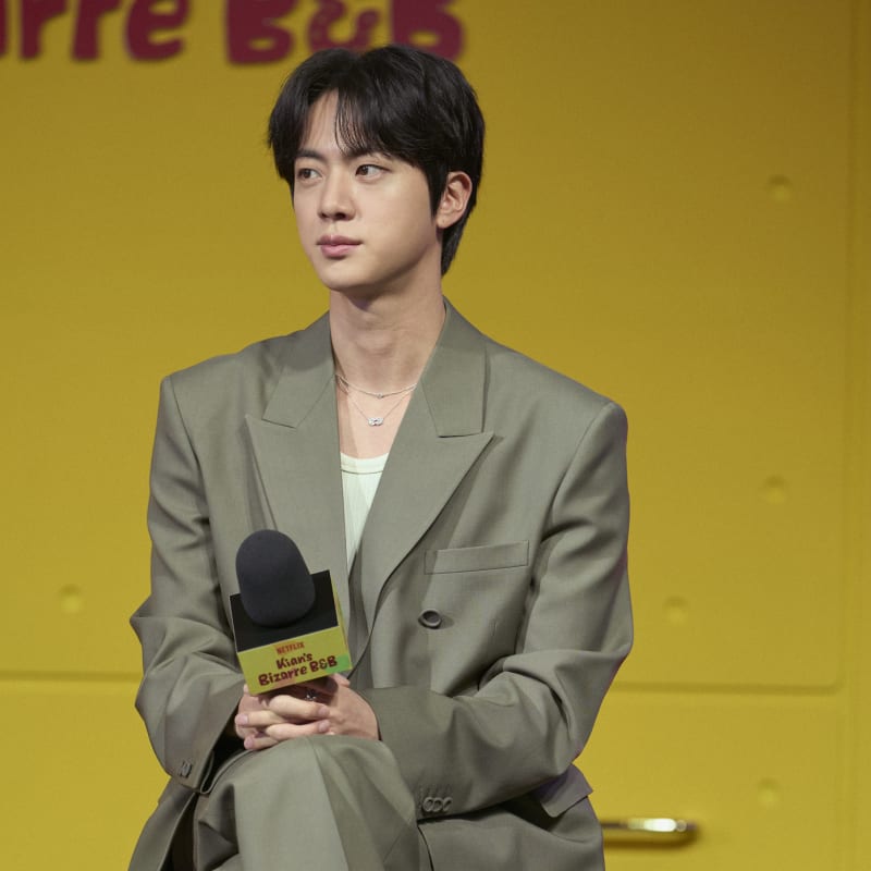 Jin of BTS Stuns in Gucci at Kian’s Bizarre B&B Press Conference