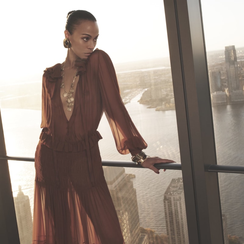 Zoe Saldaña Stars in Saint Laurent Spring 2025 Campaign