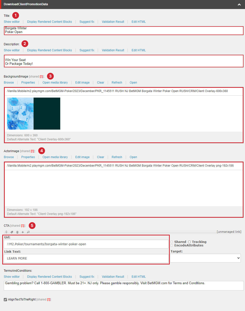 Client overlay Sitecore fields