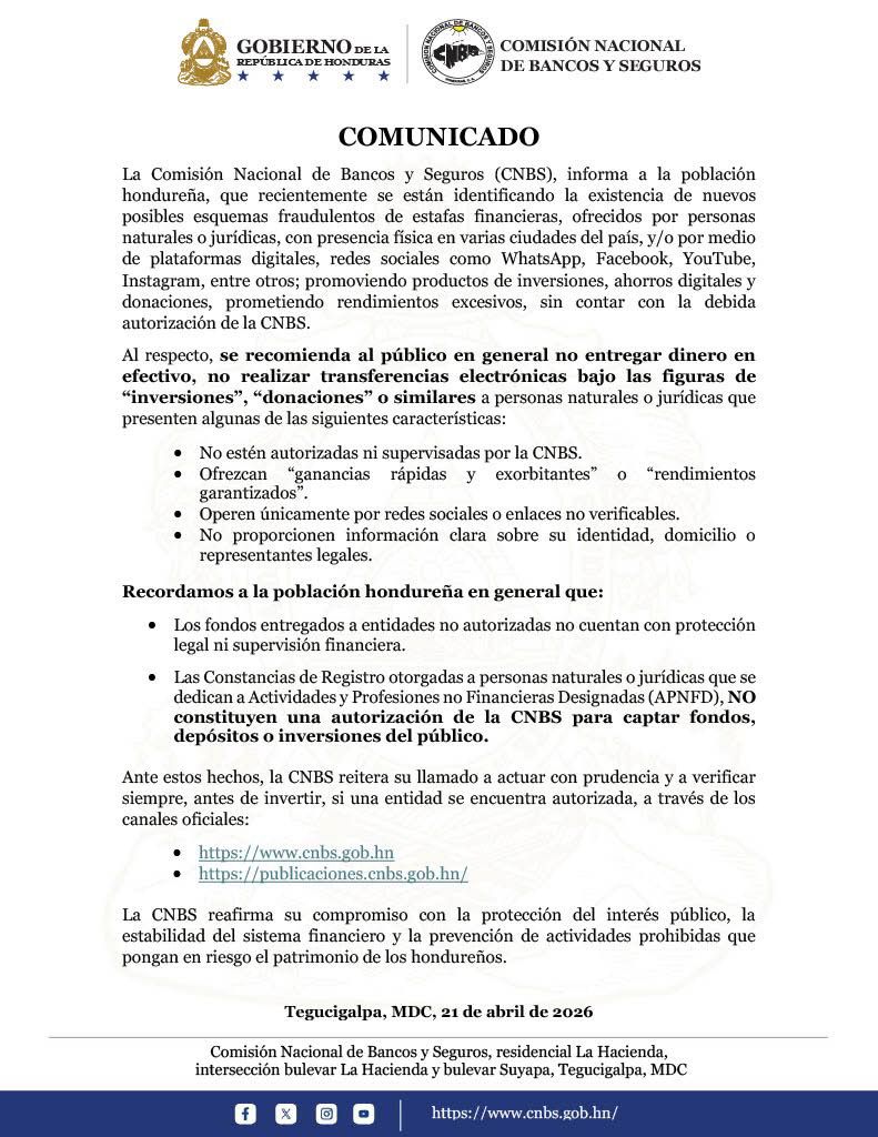 Comunicado CNBS