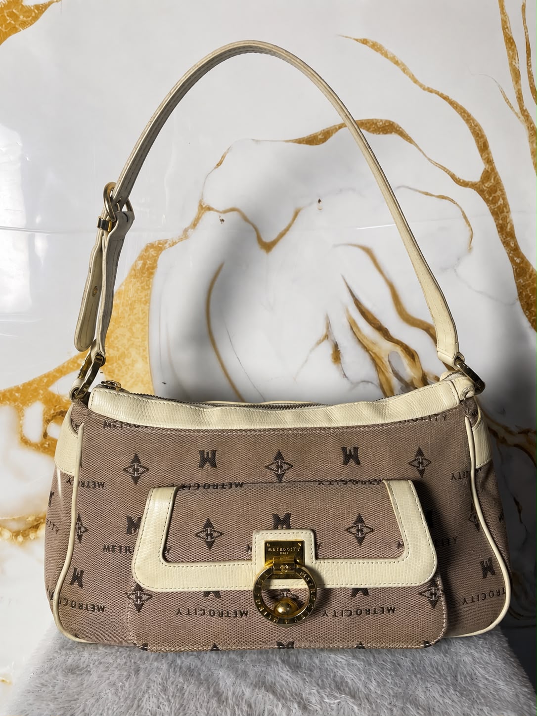 Metrocity Monogram Jacquard Shoulder Bag