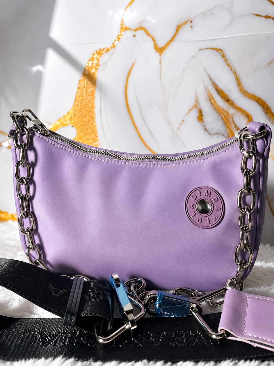 Bimba y Lola Nylon Shoulder Bag with Chain