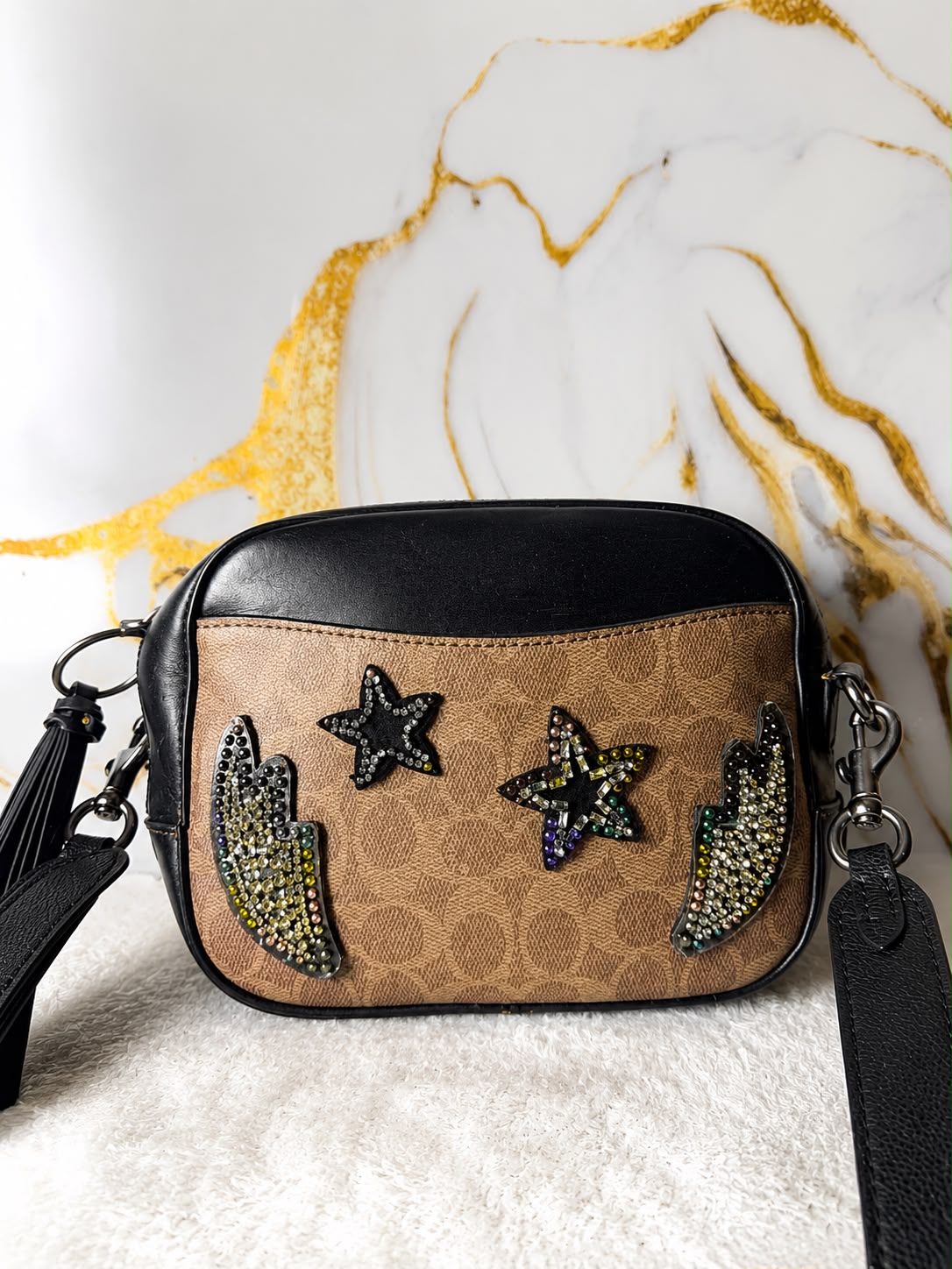 Coach Camera Bag in Signature Canvas with Celestial / Star Patches