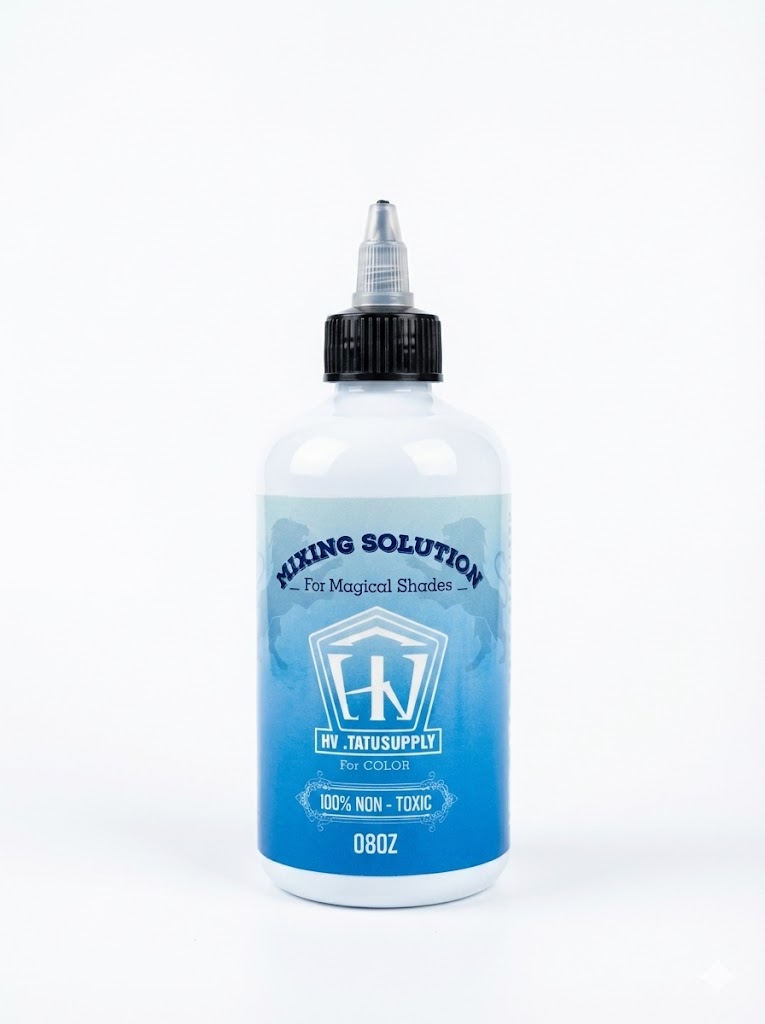 HV TATUSUPPLY Tattoo Ink Mixing Solution, 8 oz – Color Enhancing Formula for Brighter, Longer-Lasting Ink