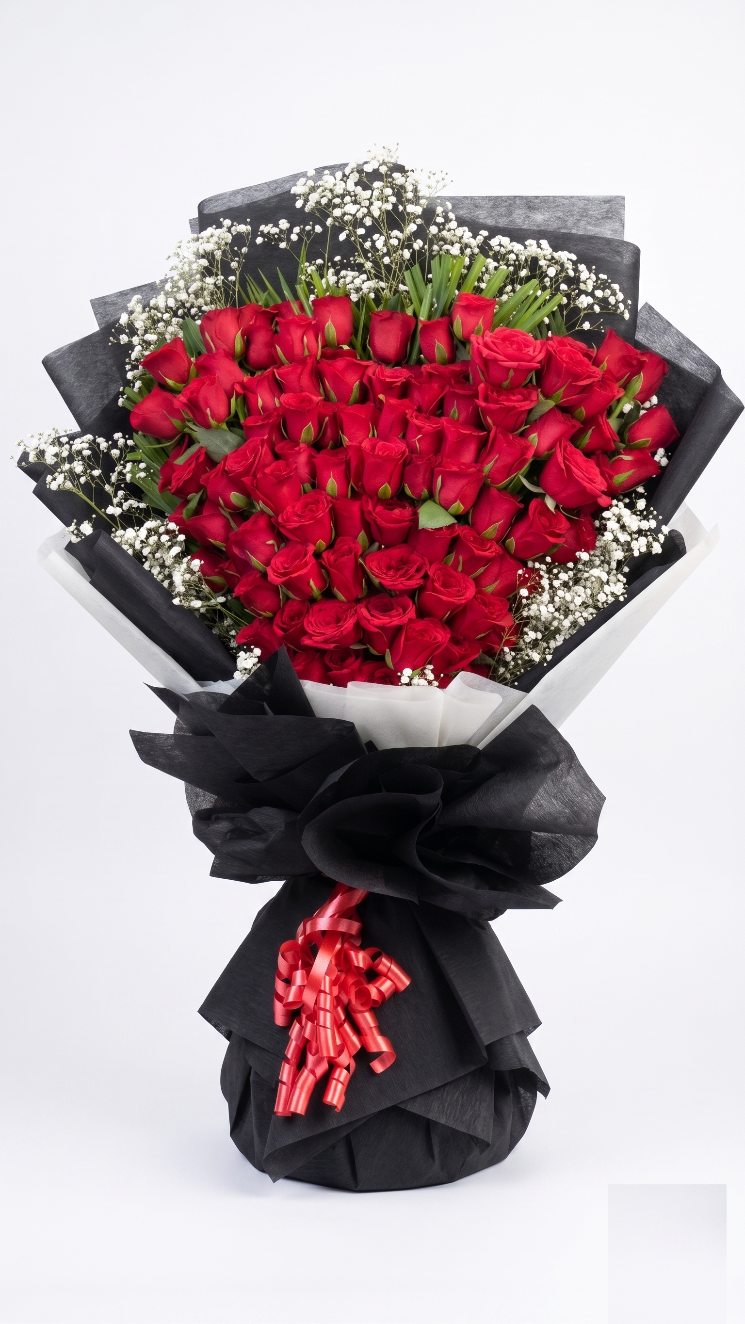 Majestic Red Rose Bouquet — Fresh Bouquet Delivery Ghaziabad Rose n Petals