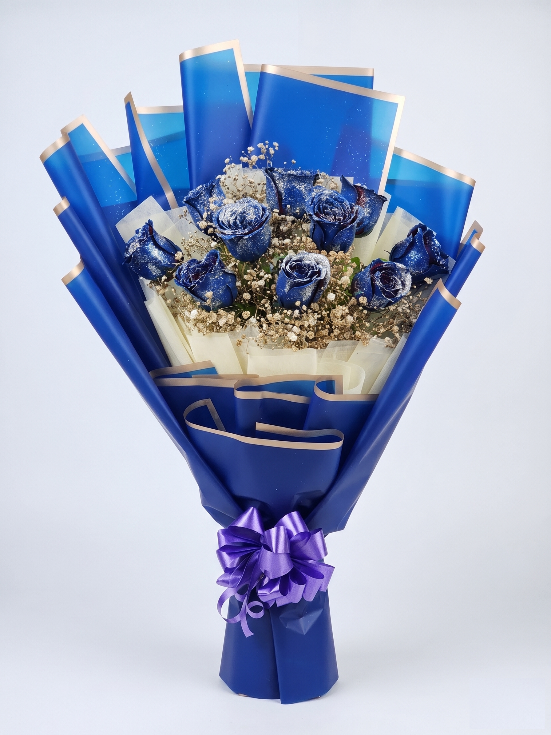 Midnight Blue Sparkle Bouquet — Fresh Bouquet Delivery Ghaziabad Rose n Petals