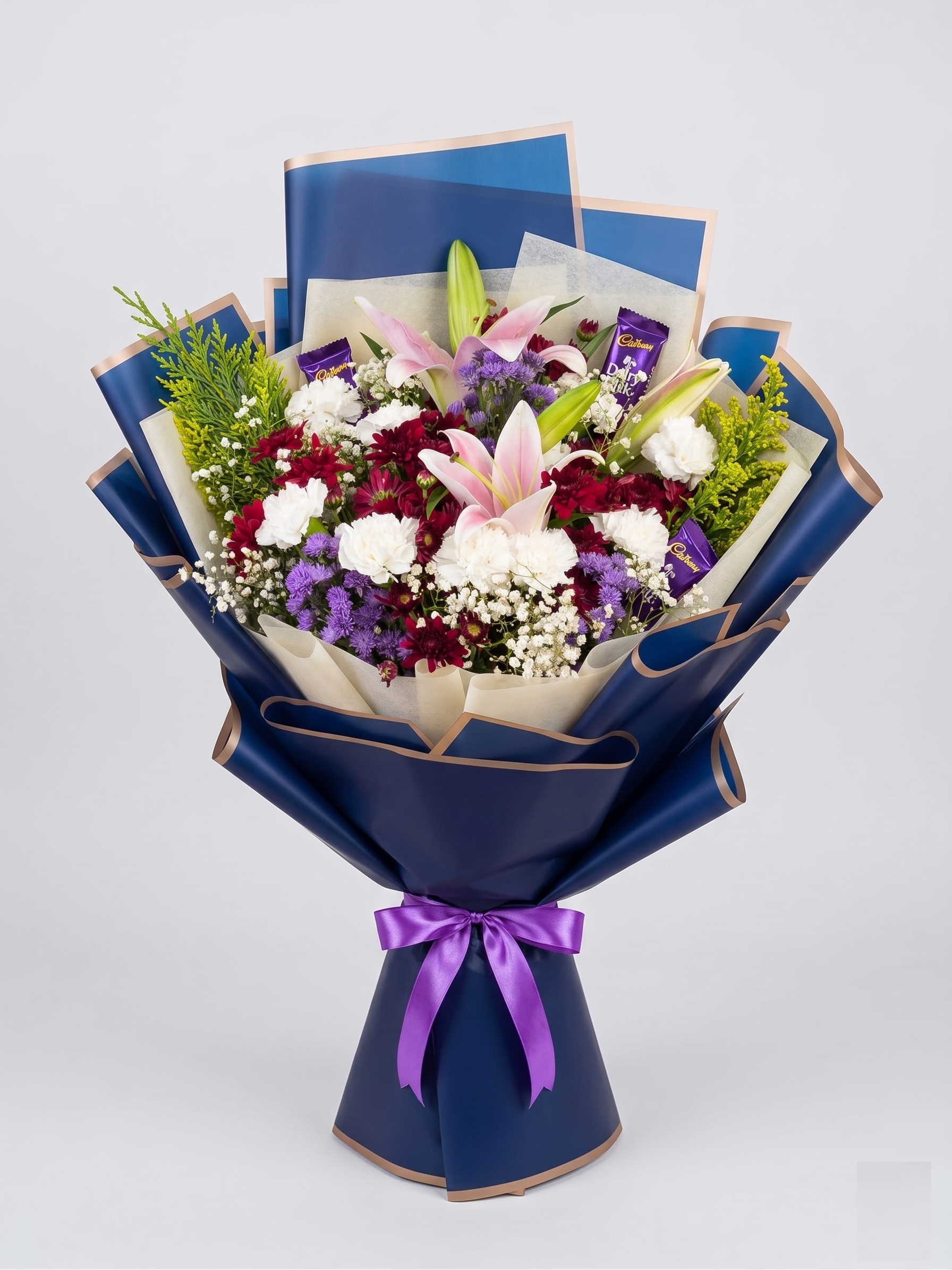 Royal Lily Mix Bouquet — Fresh Bouquet Delivery Ghaziabad Rose n Petals