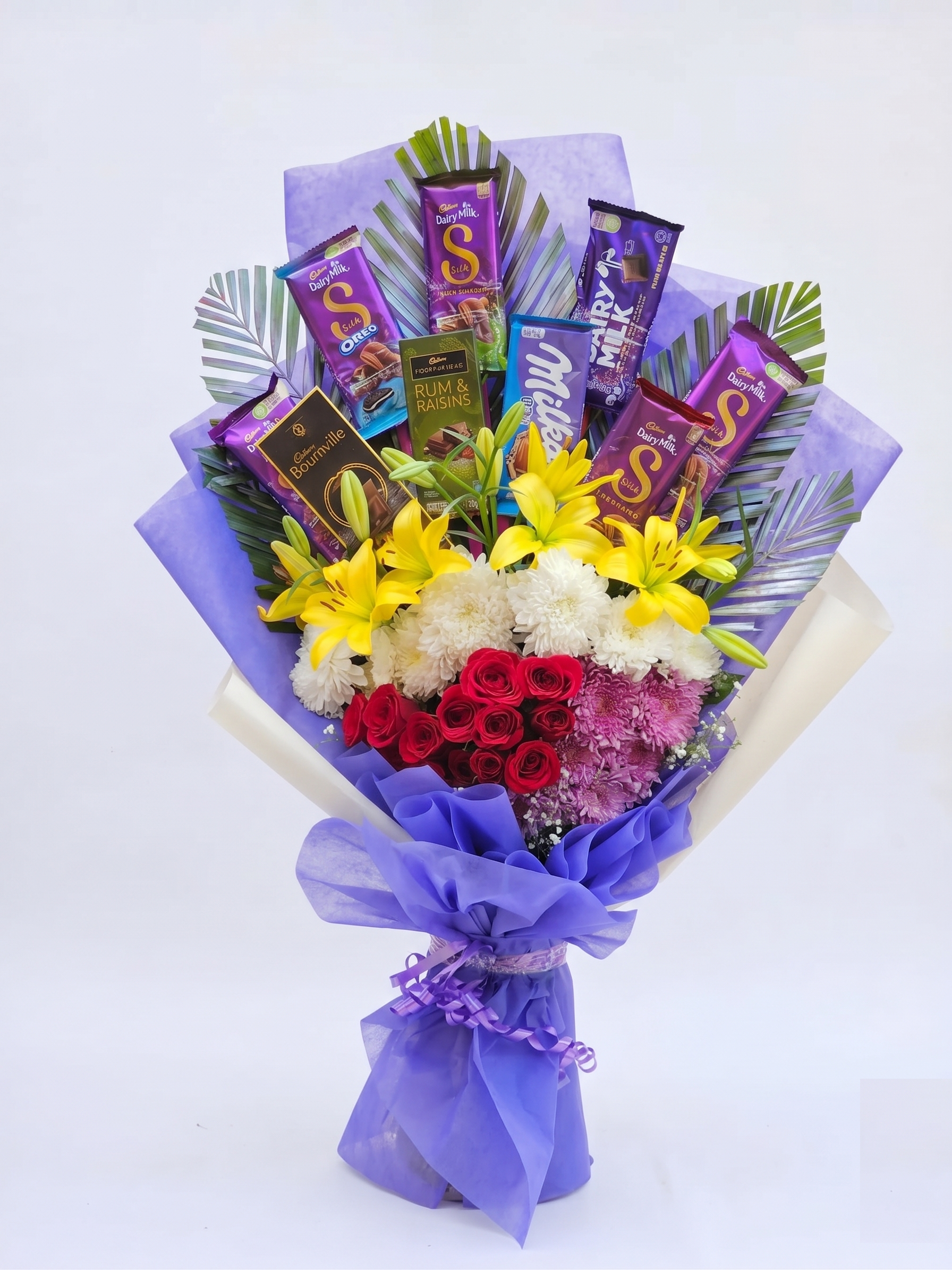 Grand Chocolate Floral Symphony — Fresh Bouquet Delivery Ghaziabad Rose n Petals