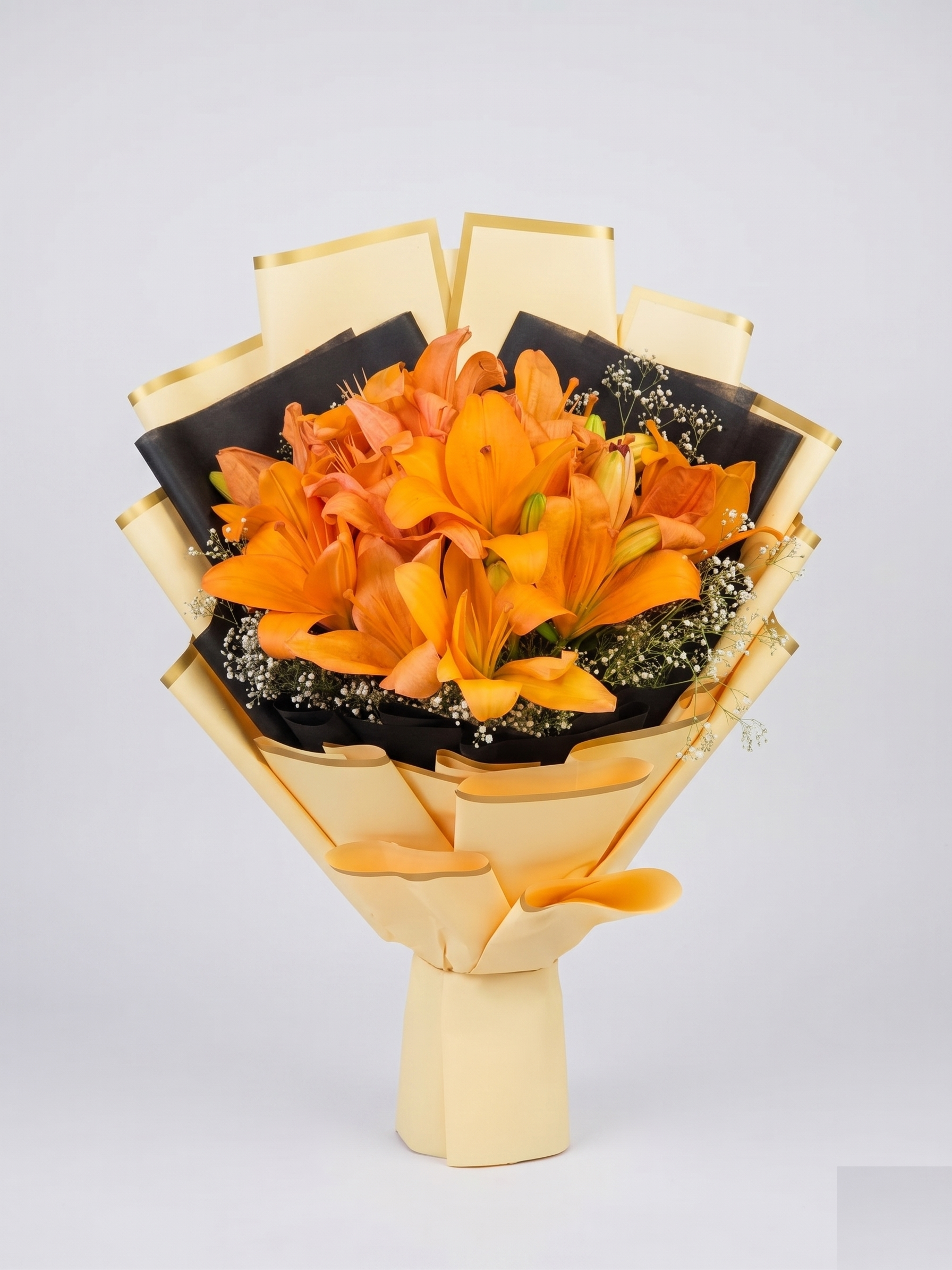 Orange Lily Radiance Bouquet — Fresh Bouquet Delivery Ghaziabad Rose n Petals