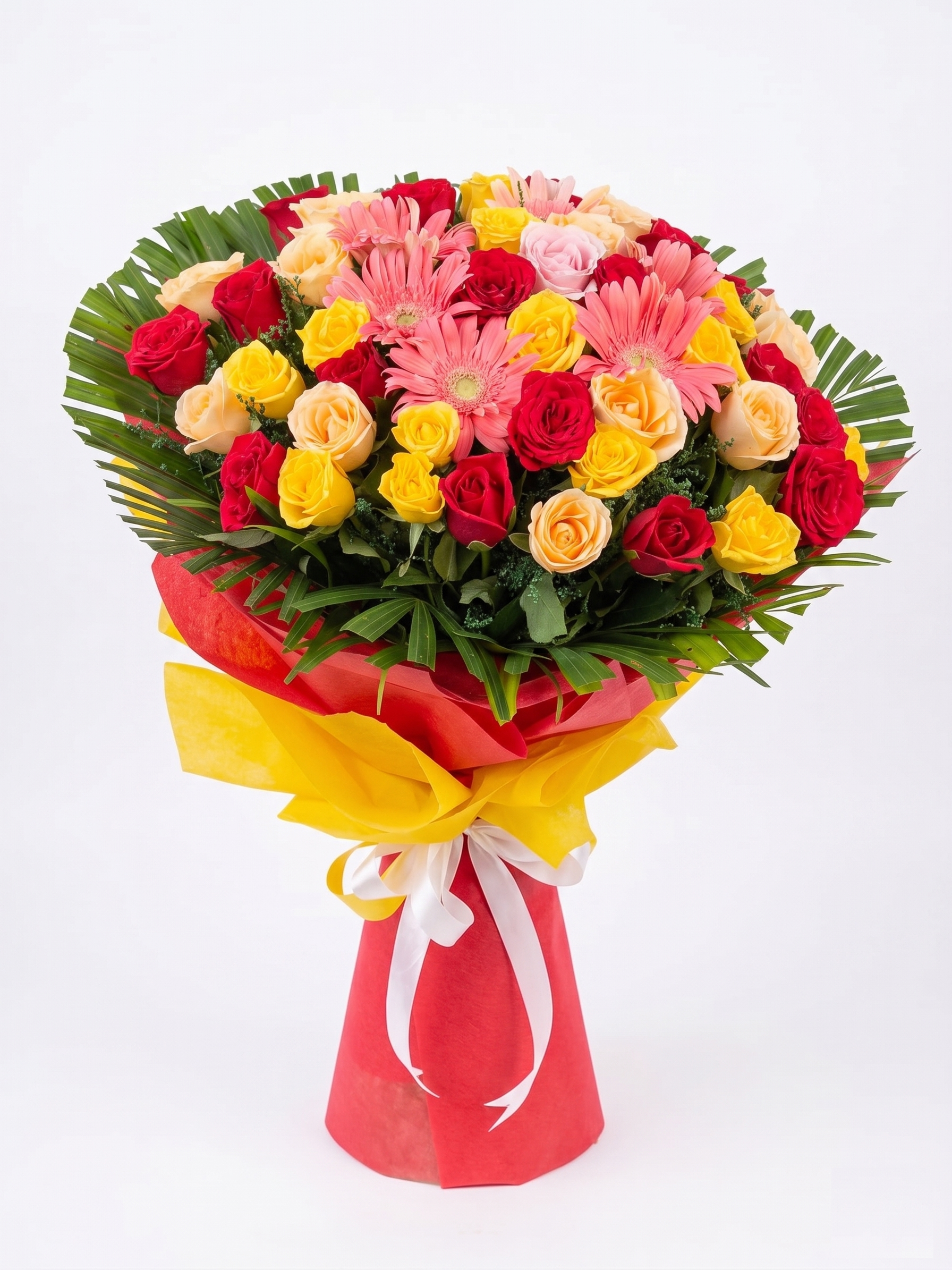 Radiant Sunrise Mixed Bouquet — Fresh Bouquet Delivery Ghaziabad Rose n Petals