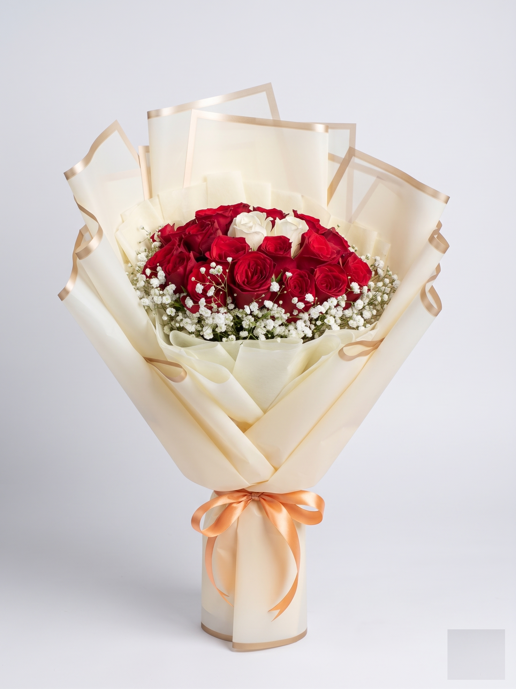 Crimson & Pearl Rose Bouquet — Fresh Bouquet Delivery Ghaziabad Rose n Petals