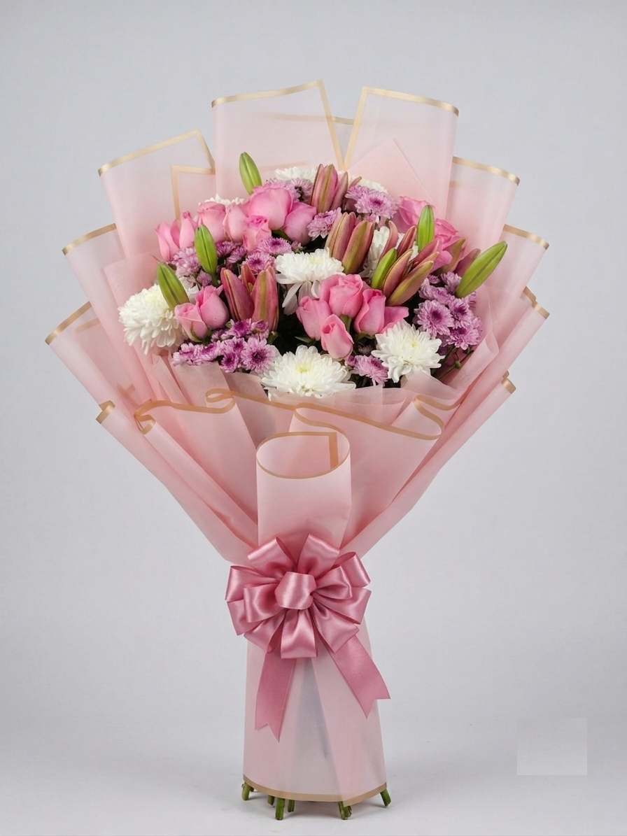 Sweet Pastel Elegance Bouquet — Fresh Bouquet Delivery Ghaziabad Rose n Petals
