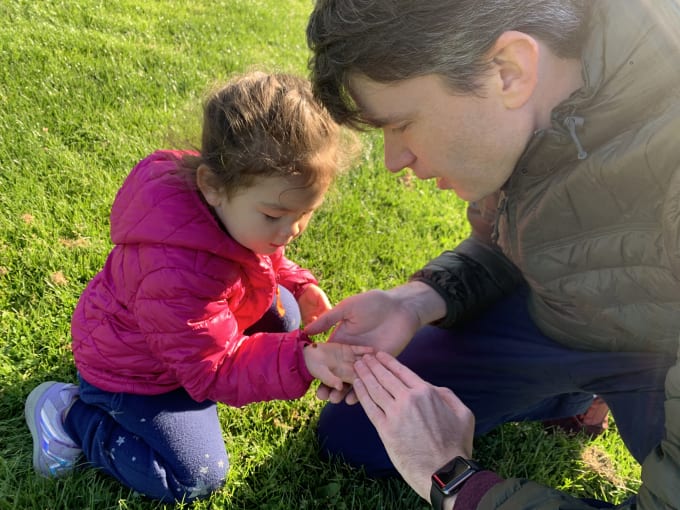 Finding ladybugs with dad!