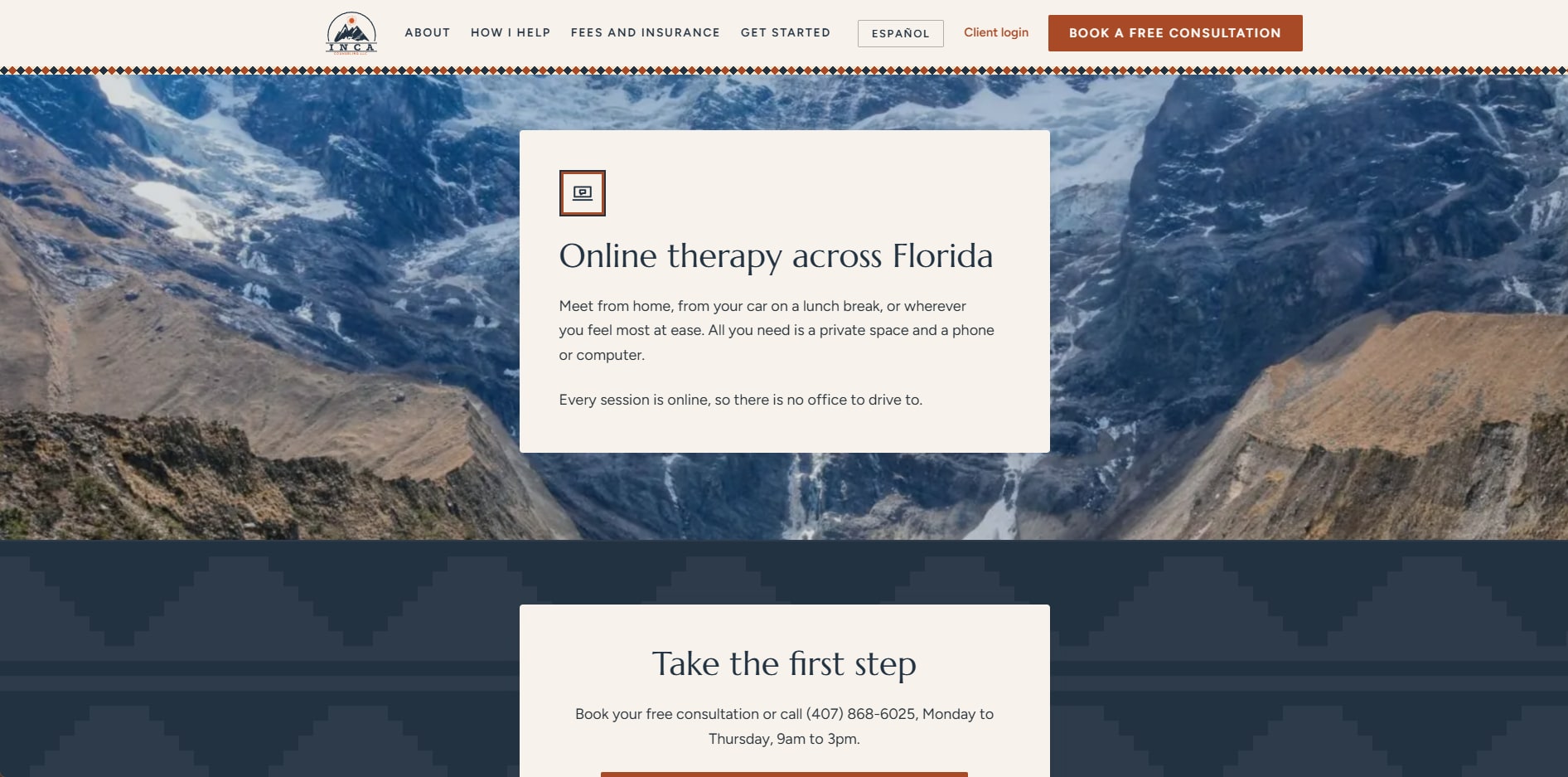 The rebuilt Inca Counseling site — online across florida