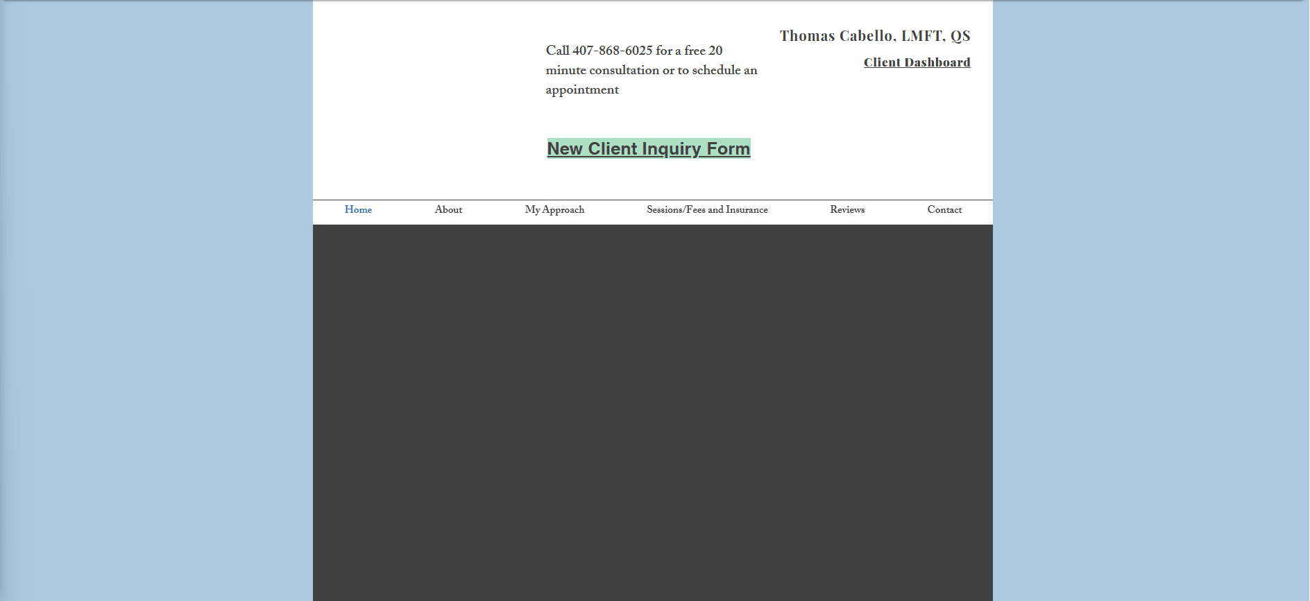 The Inca Counseling site as it was on Wix — the home page hero