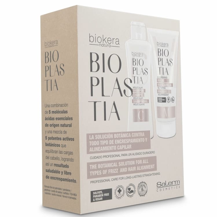 Biokera bioplastia Kit d'entretien Shampoing + Masque  Anti-frizz, Cheveux Secs et Abîmés 