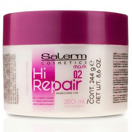 Salerm Hi Repair Masque Cheveux 250ml, Répare intensément les cheveux abîmés, secs ou cassants — Cheveux