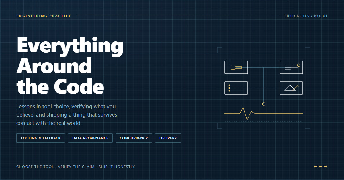 Everything Around the Code Engineering Lessons in Tool Choice, Verification, and Delivery