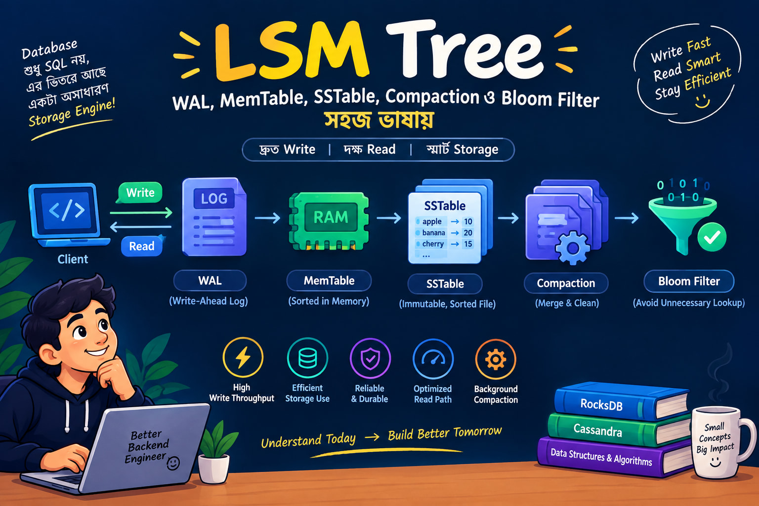 LSM Tree কী? WAL, MemTable, SSTable, Compaction ও Bloom Filter সহজ ভাষায়