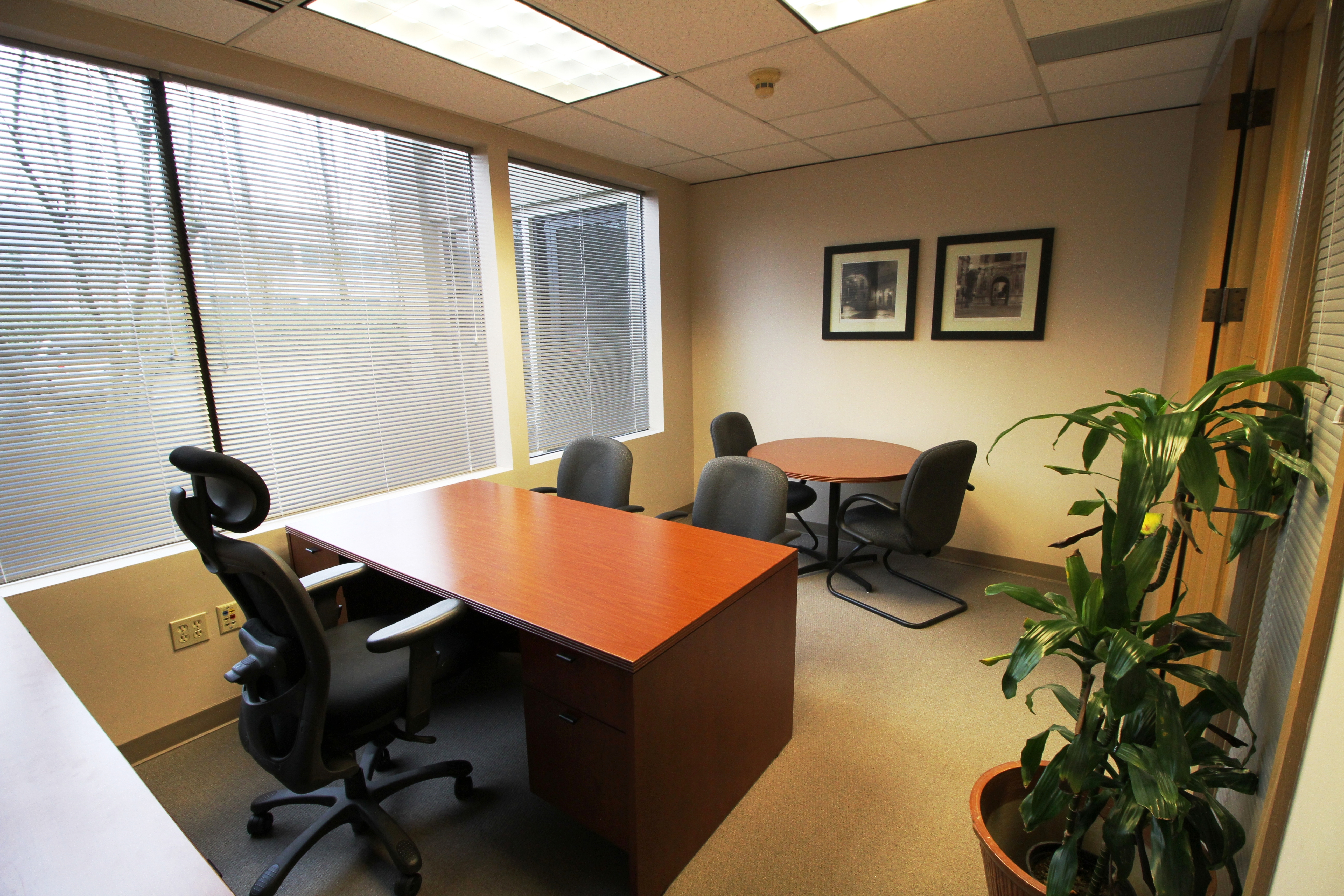 Corner office with two workstations
