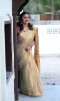 Pure modal zari golden saree 