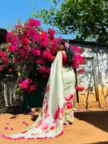 Pure linen digital print saree