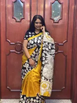 Pure silk Kalamkari Hand painted Saree